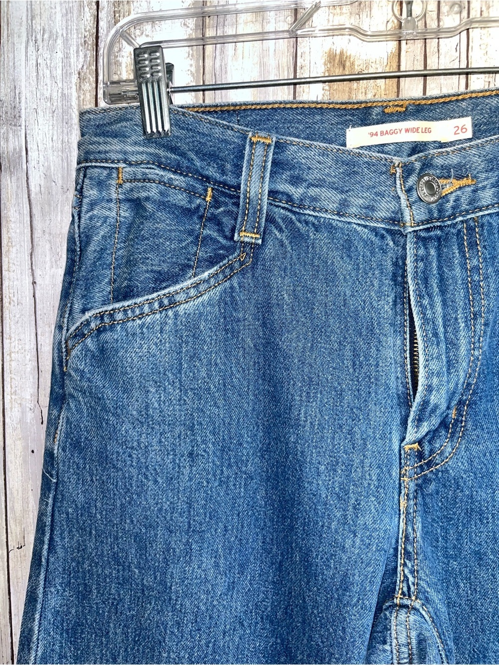 Levi’s 94 Baggy Wide Leg Jeans 26 High Rise Vintage Wash 100% Cotton - Picture 3 of 7